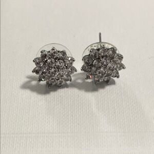 Jacqueline Kennedy JBK Clear Crystal Rhinestone Stud Earrings